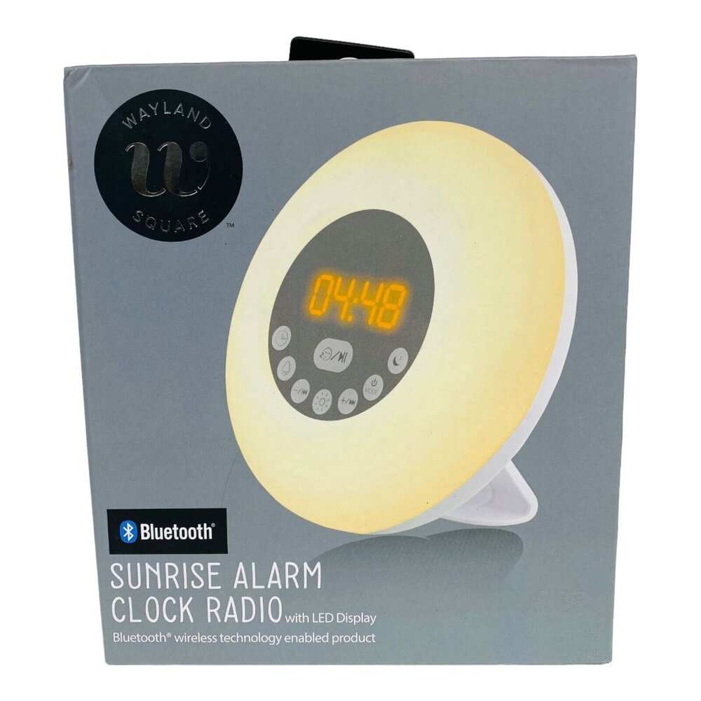Wayland Square Sunrise Alarm Clock Radio Bluetooth LED Display Wireless Speaker